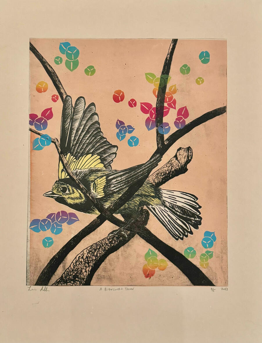 A Bittersweet Terror, Photolithograph and Screenprint on Stonehenge, 11" x 15", 2023